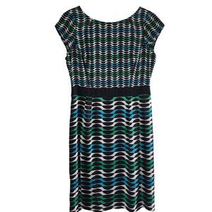 Boden Kensington Geometric Print Silk Blend Cap Sleeved Midi Dress Size 6